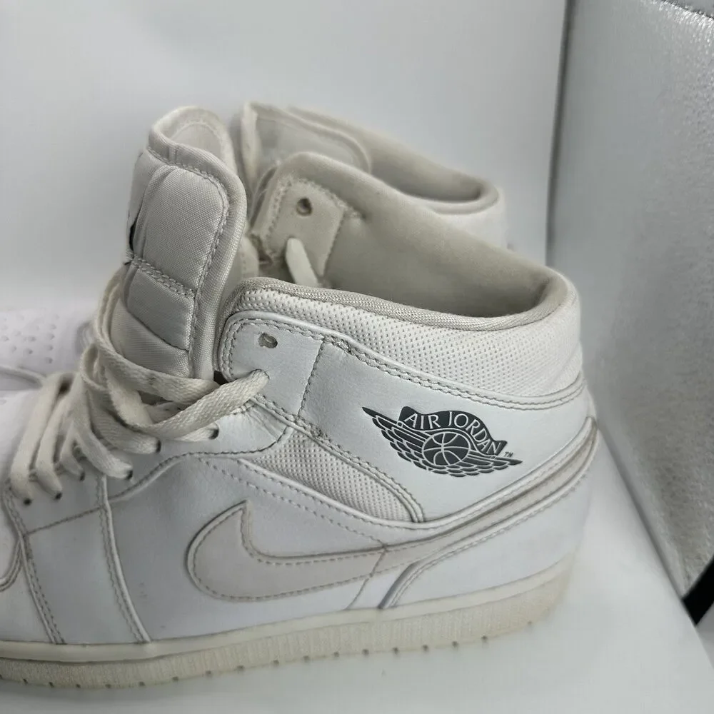 Nike Air Jordan Shoes Mens Size 11.5 Triple White Mid High Sneakers Basketball